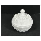 Milk Glass Fruit Design Candy Dish