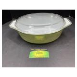 Vintage Pyrex Sage Green Golden Scroll covered