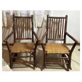 2 Wicker Seated Rocking Chairs
