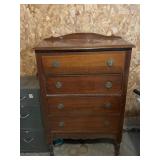 Antique Wooden Chest of Drawers with Wheels