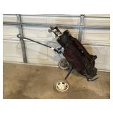 Golf Bag, Caddy, and Clubs