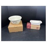 Longaberger Small Loaf Dish & Medium Mixing Bowl