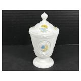 Fenton Hand Painted Milk Glass Vase with Lid