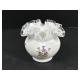 Fenton Hand Painted Ruffled Vase