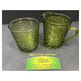 Vintage Soreno Avocado Green Textured Glass