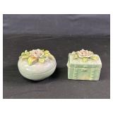 2 Vintage Green Trinket Dishes