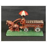 Sunshine Beer and Ale Wagon Cast Iron Book End