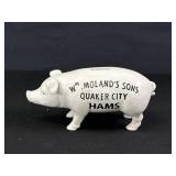 WM Molands Sons Quaker City Hams Cast Iron Pig
