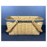 Longaberger Blue and grey striped rim basket