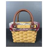 Longaberger Leather handle mini basket w/ liner
