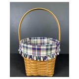 Longaberger One Handle Basket with plaid liner
