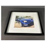 Blue Corvette Watercolor Art