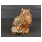 Amber Glass Collie Dog Trinket Box