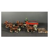 Cast Iron Horse Drawn Coal Wagon w/ Barrel