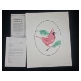 Serigraphy print of Red Bird