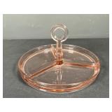 Pink Glass Divided Dish