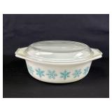 Pyrex Snowflake Turquoise Casserole Dish with Lid