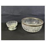 Sliver Plated Rim Cut Glass Bowls