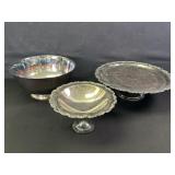 Oneida Silver Plated Centerpiece Stands and Bowl