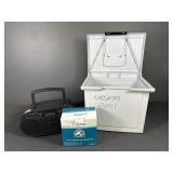 Sony CD Player, small fan and storage