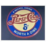 Large Pepsi Cola Metal Sign