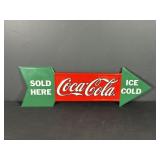 Coca Cola Arrow Metal Sign