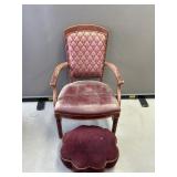 Antique Wooden Chair and Foot Stool