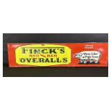 Fincks Red Bar Overalls Metal Sign