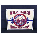 W.H. Killian Co Sea Lite Oysters Metal Sign