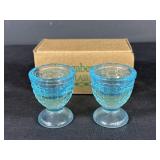 Longaberger blue Glass Egg Cups