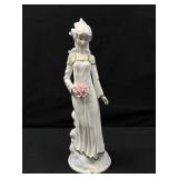 Porcelain Bride Figurine w/ Pink Rose Bouquet