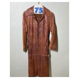 Womenï¿½s Brown Leather Trench Coat