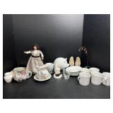 Porcelain tea cups and plates and more