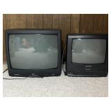 Sylvania and Panasonic tube TVs with remotes