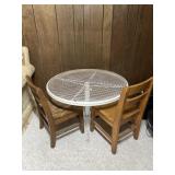 Metal kids table and wooden kids chairs