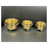 Footed Brass Kettle Pot Set
