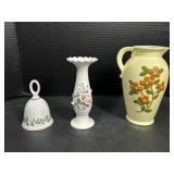 Lefton Vase, Flower Design Pitcher, and Christmas