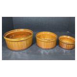 Vintage Brown Stoneware Nesting Mixing Bowls