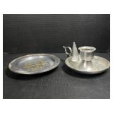 Metal plate and metal candlestick holder