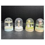 4 Small Precious Moments Snow Globes