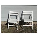 2 White Wooden Folding Chairs