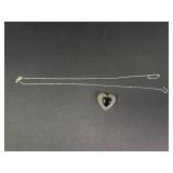 Sterling silver heart pendant broken necklace