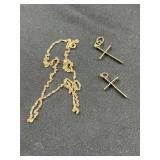 14 k chain & 2 cross pendants