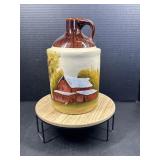 Hand-Painted Stoneware Barn Jug