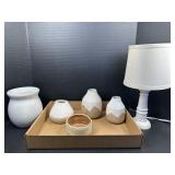 Ceramic Decor and White lamp