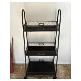 Rolling Black Metal Organizing Cart