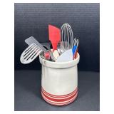 Farmers market Ceramic container with utensils