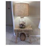 Coastal Lamp & Wicker Accent Table