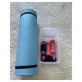Weights and Yoga Mat