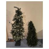 2 Lighted Christmas Trees